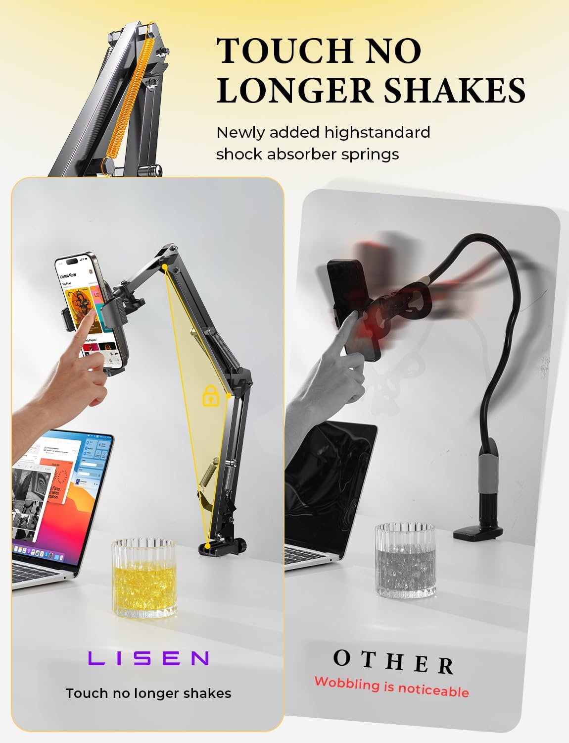 Lumitrex Flexible Gooseneck Phone Holder, 360° Adjustable Hands Free Cell Phone Stand for Bed, Desk, Kitchen & Content Creation